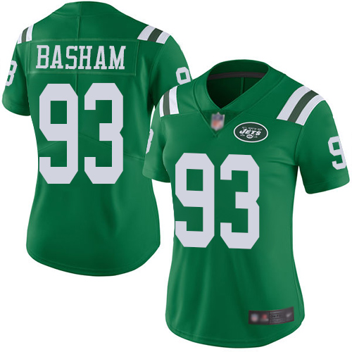 New York Jets Limited Green Women Tarell Basham Jersey NFL Football #93 Rush Vapor Untouchable->women nfl jersey->Women Jersey